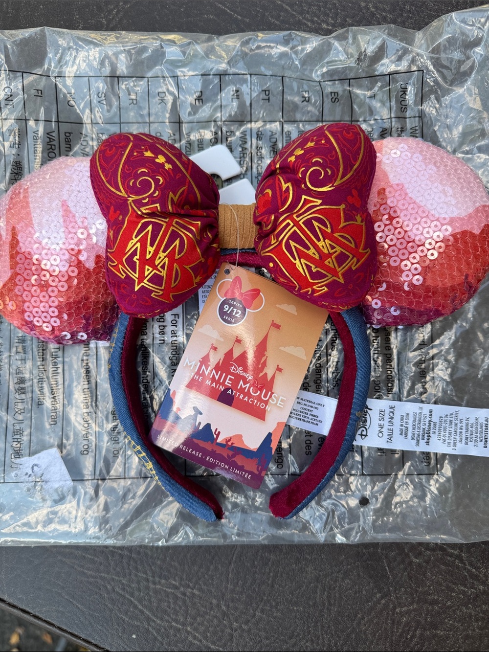 Disney Red and Pink Sequin Minnie Mouse Ears Headband